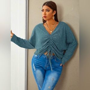 SHEIN Drawstring Rutched Front Top